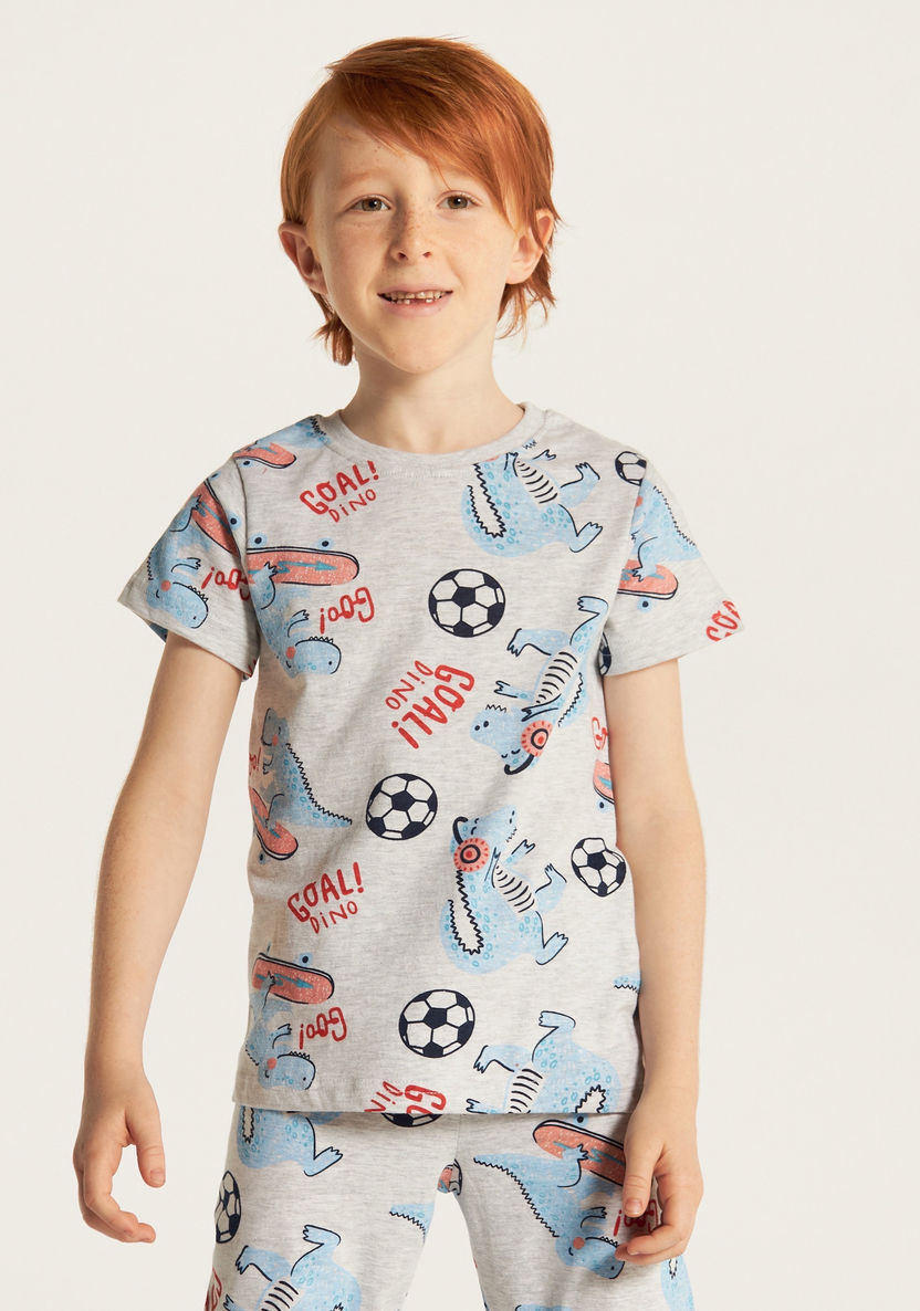 Juniors Printed 4-Piece Crew Neck T-shirt and Pyjamas with Shorts-Nightwear-image-2