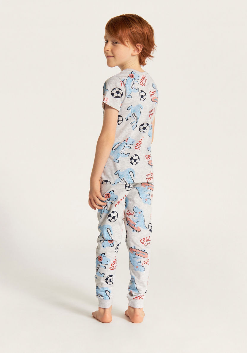 Juniors Printed 4-Piece Crew Neck T-shirt and Pyjamas with Shorts-Nightwear-image-3