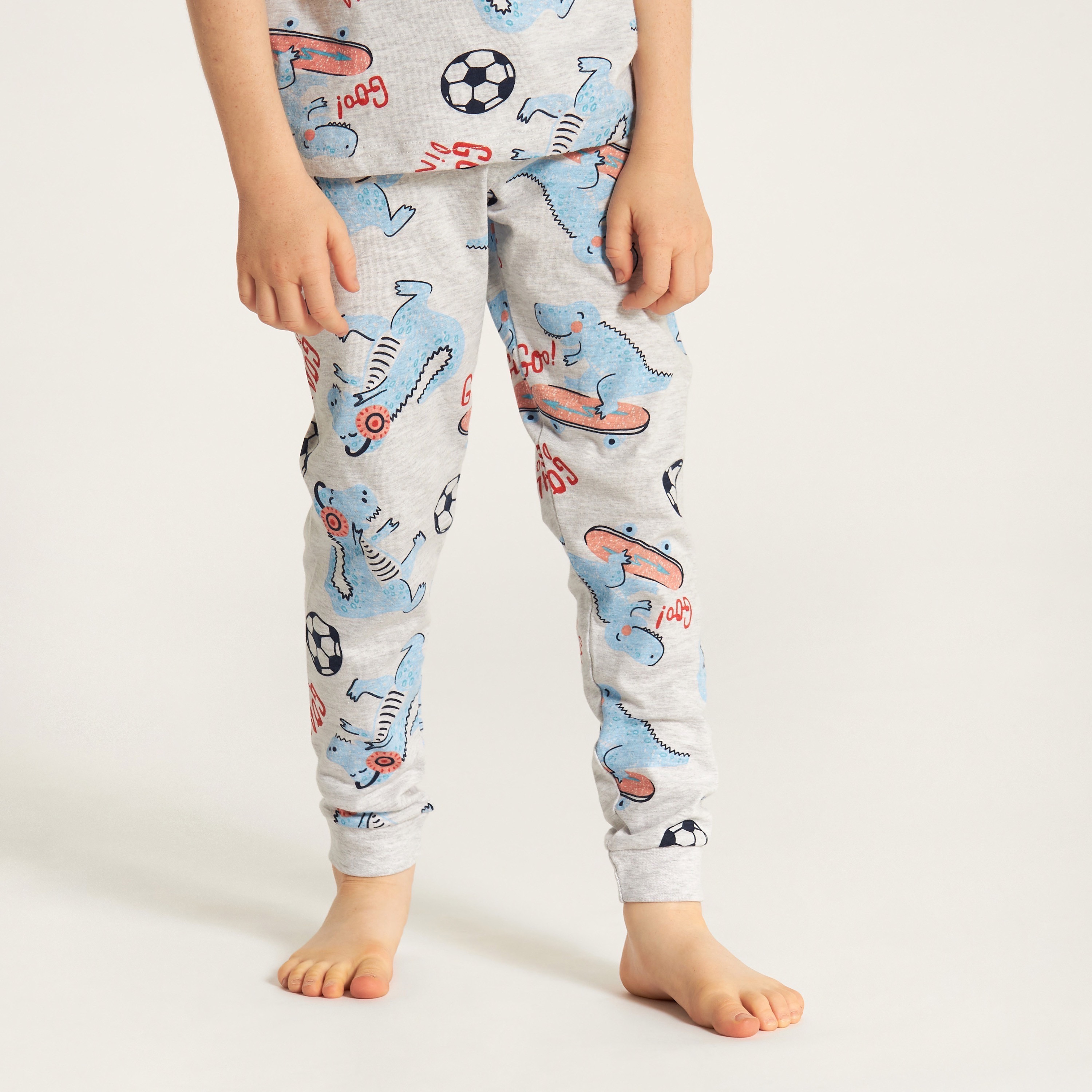 Juniors Printed 4-Piece Crew Neck T-shirt and Pyjamas with Shorts-boys-clothing-nightwear-image-5