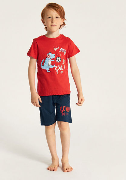 Juniors Printed 4-Piece Crew Neck T-shirt and Pyjamas with Shorts
