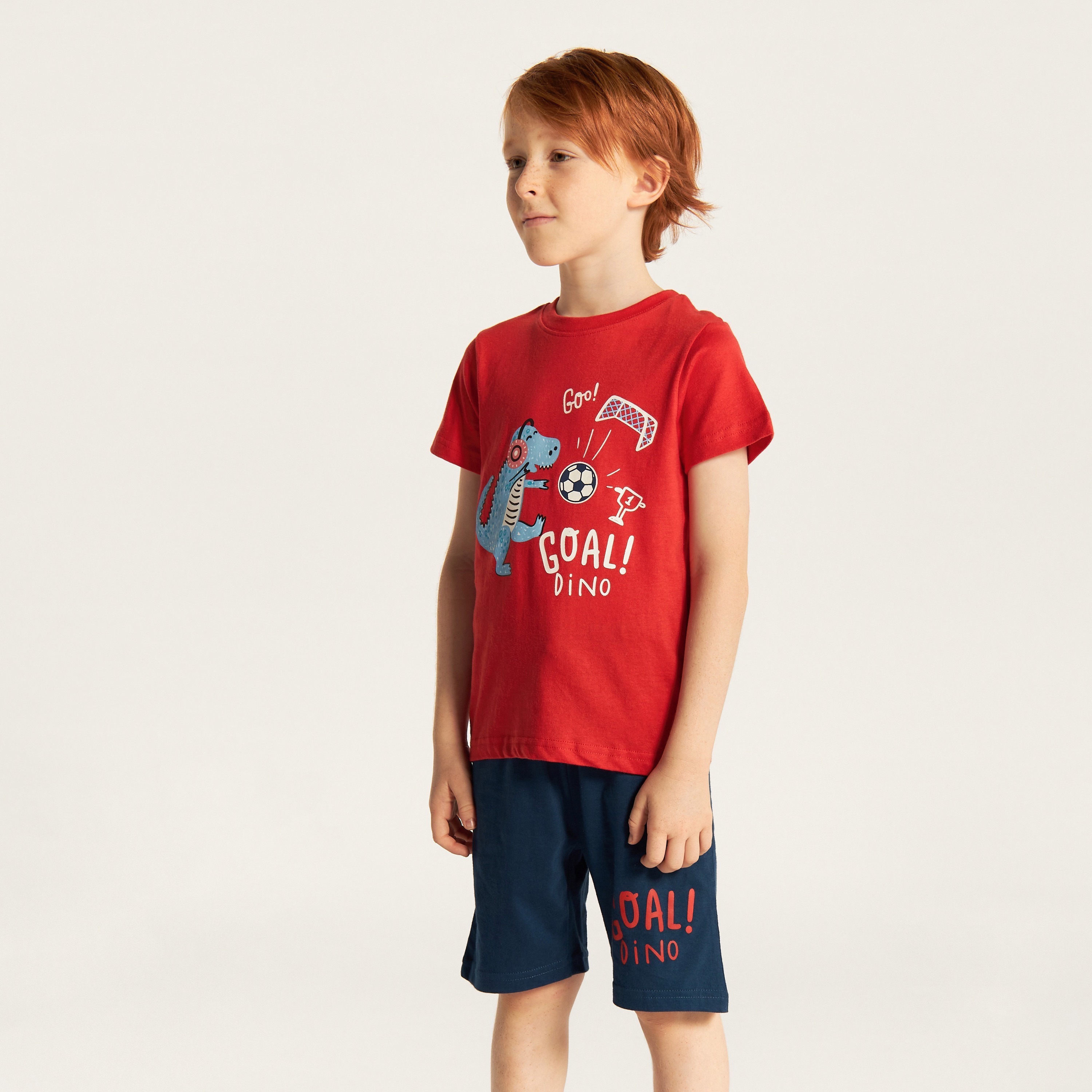 Juniors Printed 4-Piece Crew Neck T-shirt and Pyjamas with Shorts-boys-clothing-nightwear-image-7