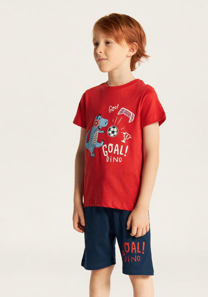 Juniors Printed 4-Piece Crew Neck T-shirt and Pyjamas with Shorts