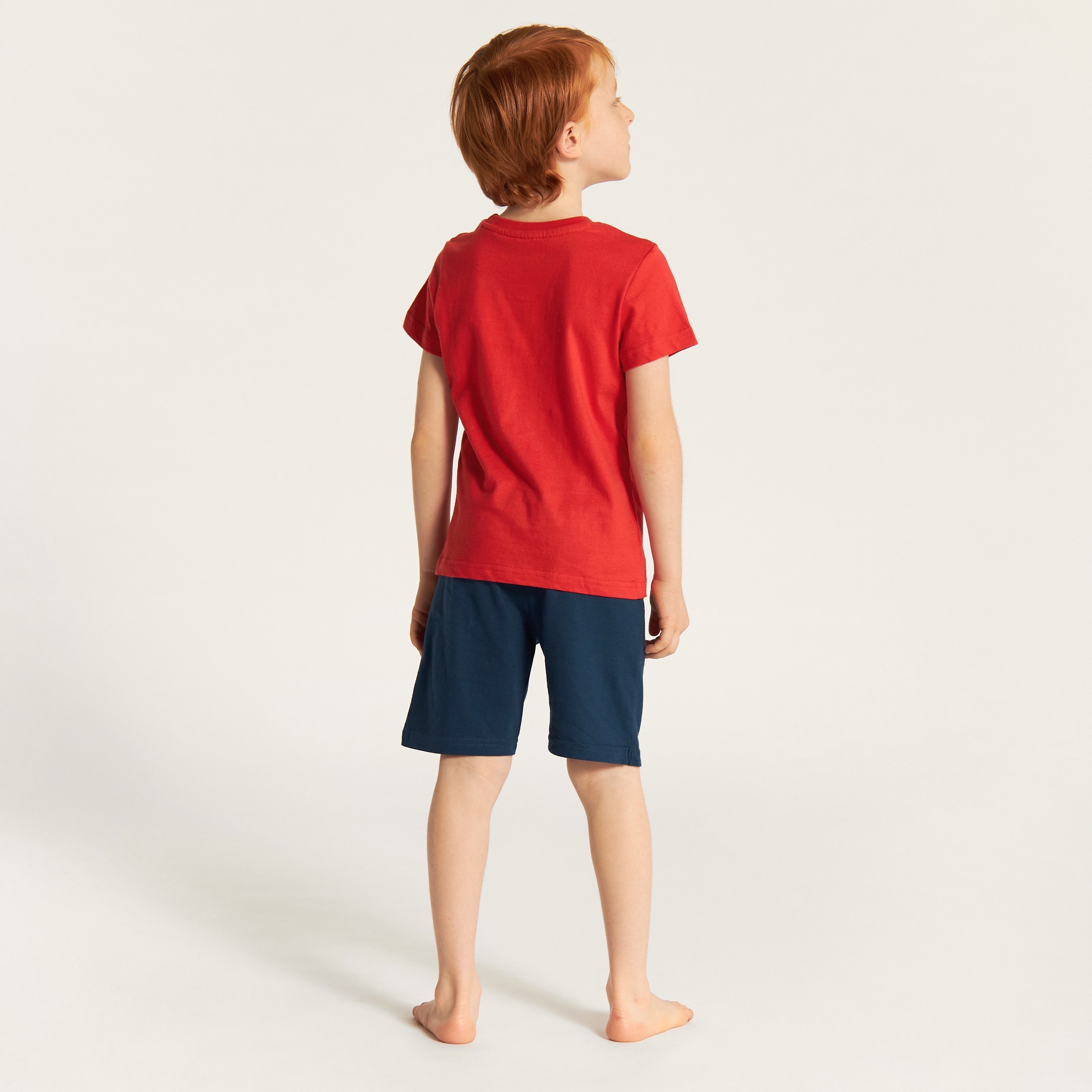 Juniors Printed 4-Piece Crew Neck T-shirt and Pyjamas with Shorts-boys-clothing-nightwear-image-8