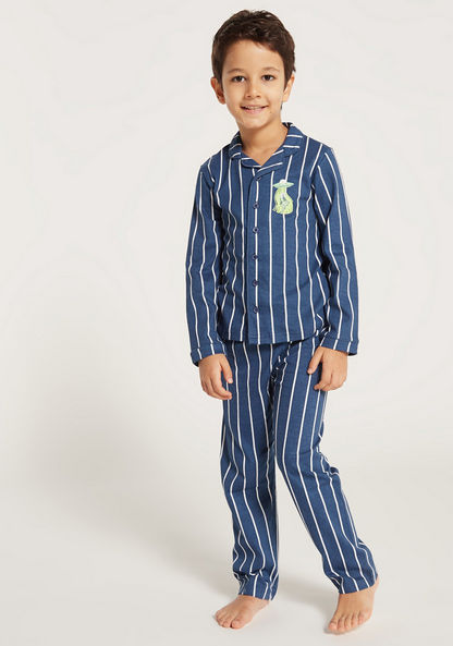 Juniors Striped Shirt and Full Length Pyjama Set