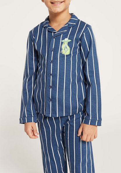 Juniors Striped Shirt and Full Length Pyjama Set