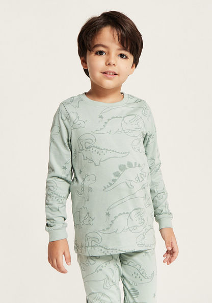Juniors Dinosaur Print Long Sleeve T-shirt and Jogger - Set of 2