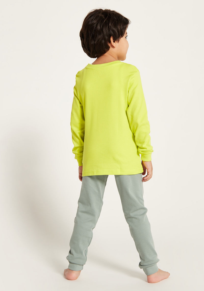 Juniors Dinosaur Print Long Sleeve T-shirt and Pyjama Set-Nightwear-image-4