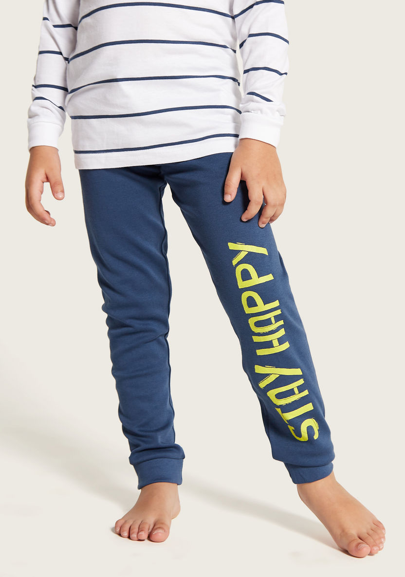 Juniors Striped Crew Neck T-shirt and Pyjama Set-Pyjama Sets-image-3
