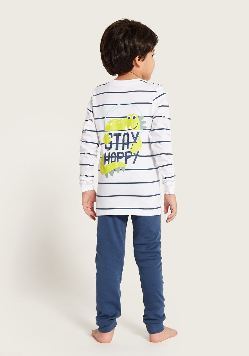 Juniors Striped Crew Neck T-shirt and Pyjama Set-Pyjama Sets-image-4