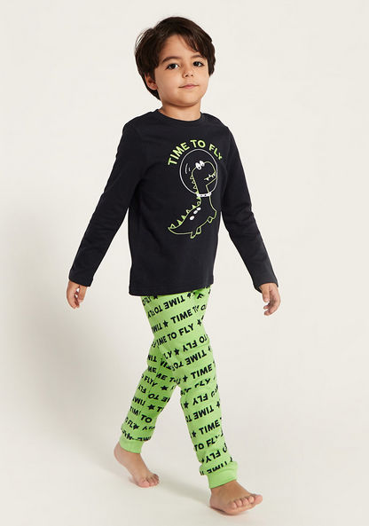 Juniors Printed Long Sleeve T-shirt and Pyjama Set