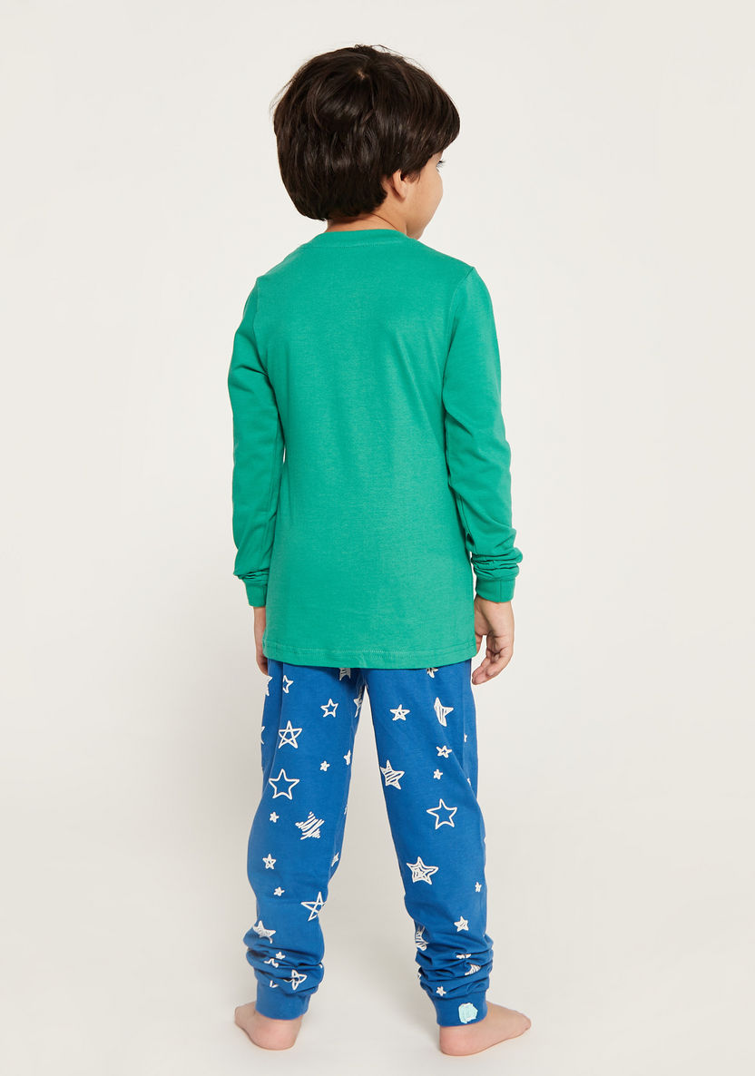 Juniors Printed Long Sleeves T-shirt and Pyjama Set-Nightwear-image-4