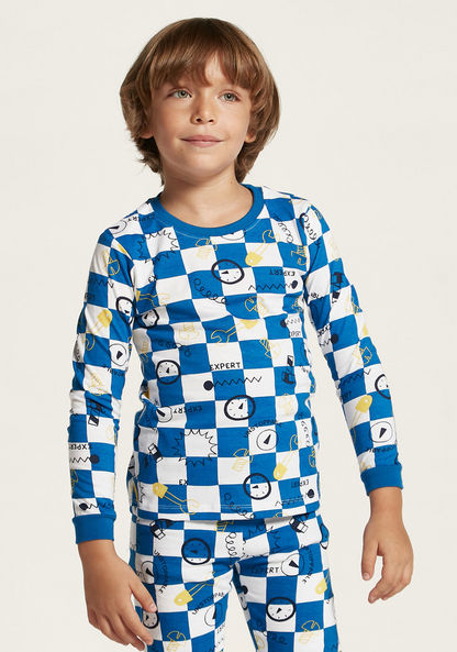Juniors Printed Round Neck T-shirt and Pyjamas - Set of 2-Clothes Sets-image-1