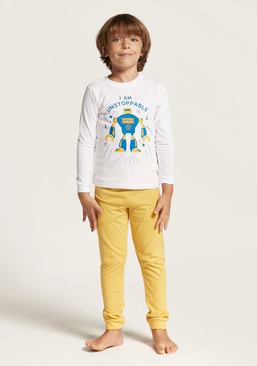 Juniors Printed Round Neck T-shirt and Pyjamas - Set of 2-Multipacks-image-5