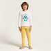 Juniors Printed Round Neck T-shirt and Pyjamas - Set of 2-Clothes Sets-thumbnailMobile-5