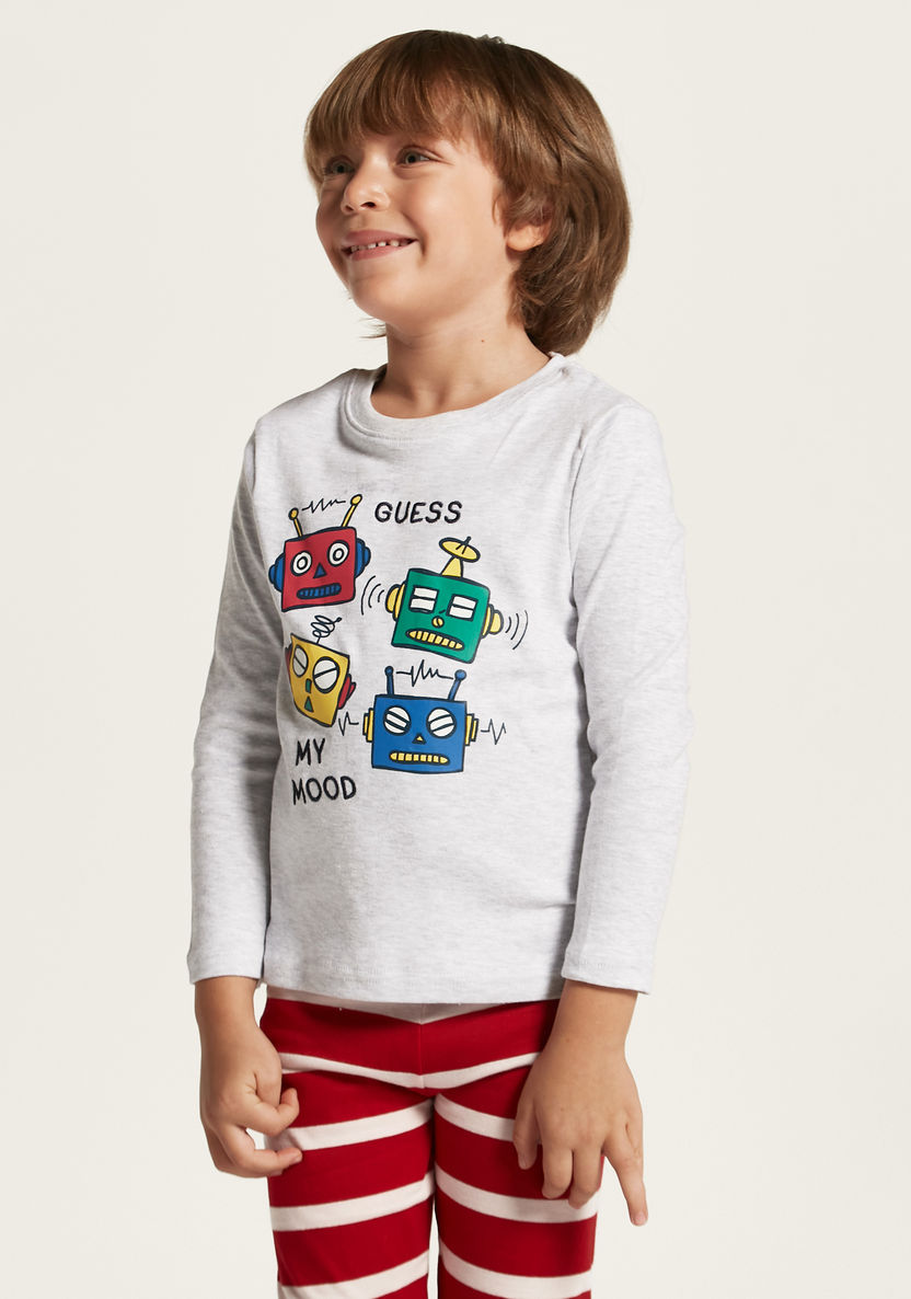 Juniors Printed Crew Neck T-shirt and Pyjama Set-Nightwear-image-1