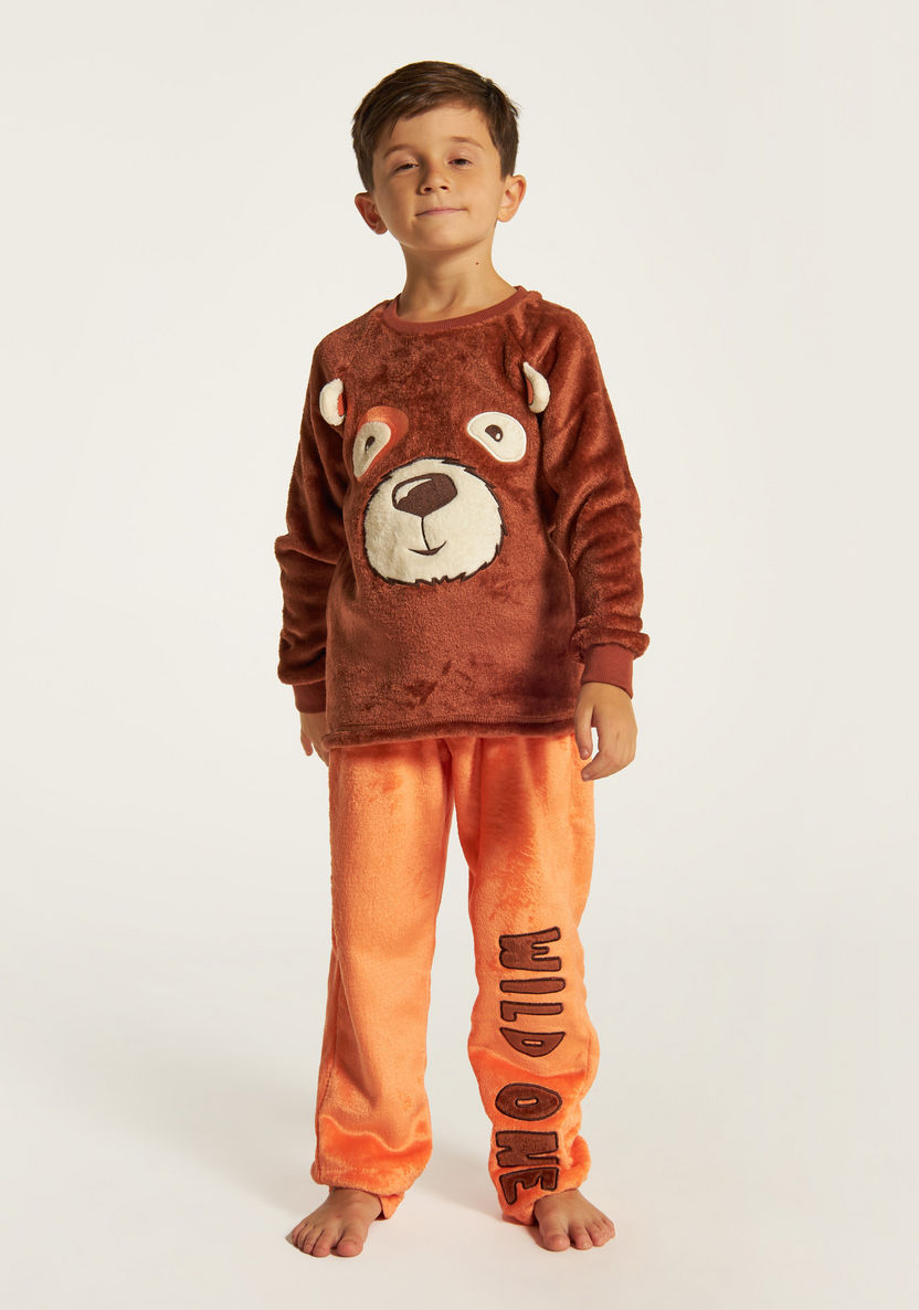 Juniors Embroidered Sweatshirt and Full Length Pyjama Set-Nightwear-image-0