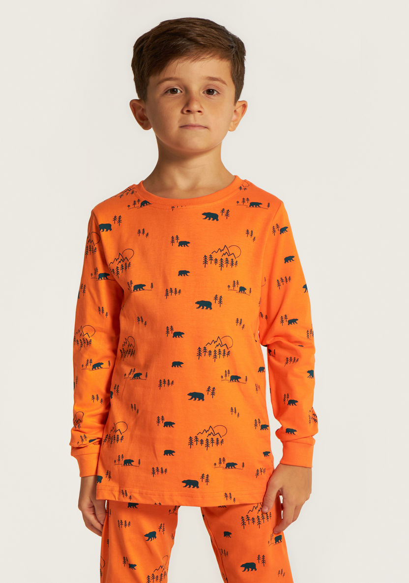 Juniors Printed Long Sleeve T-shirt and Pyjama - Set of 2-Nightwear-image-1