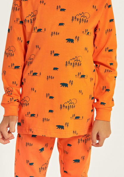 Juniors Printed Long Sleeve T-shirt and Pyjama - Set of 2-Multipacks-image-3