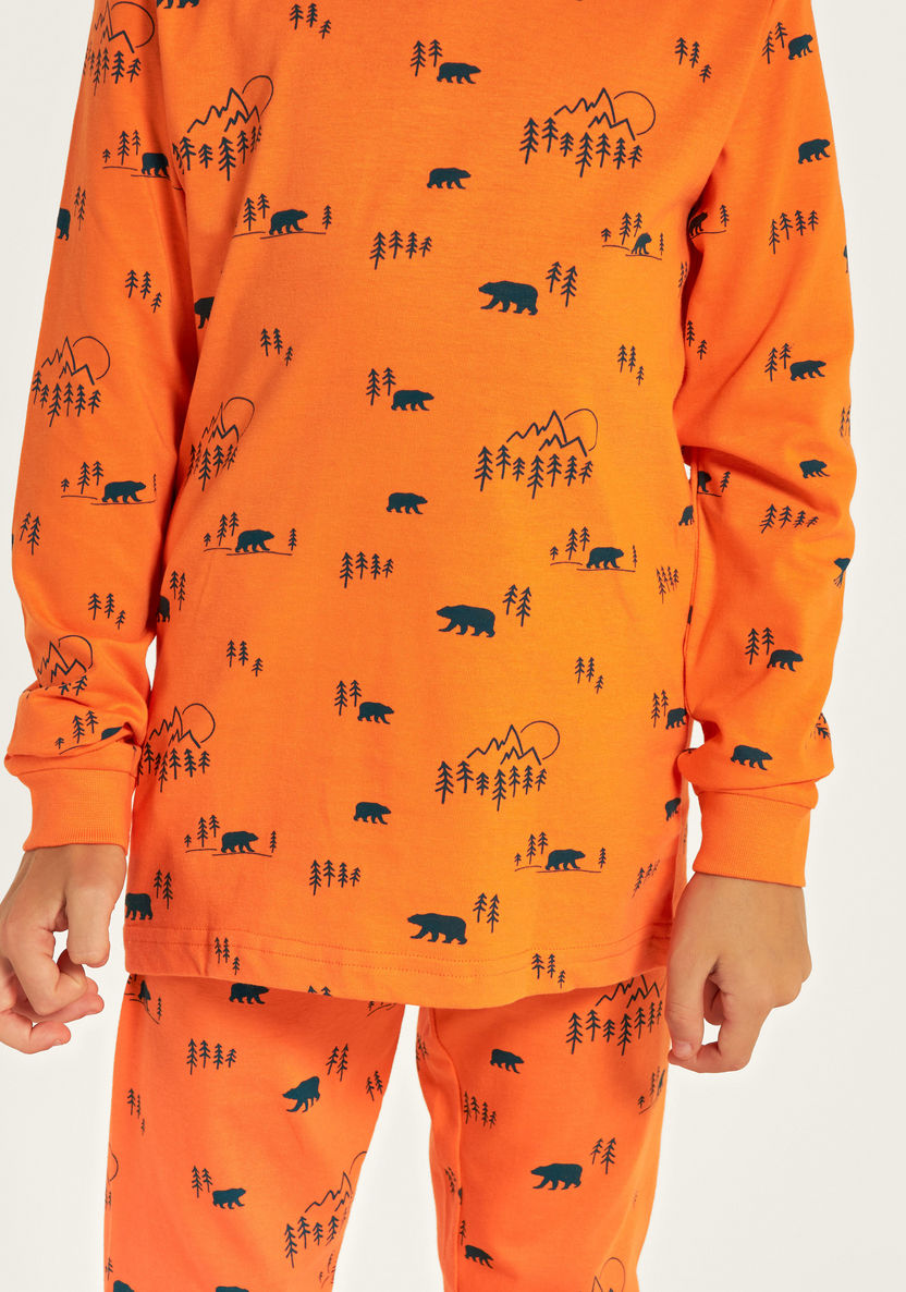 Juniors Printed Long Sleeve T-shirt and Pyjama - Set of 2-Nightwear-image-3