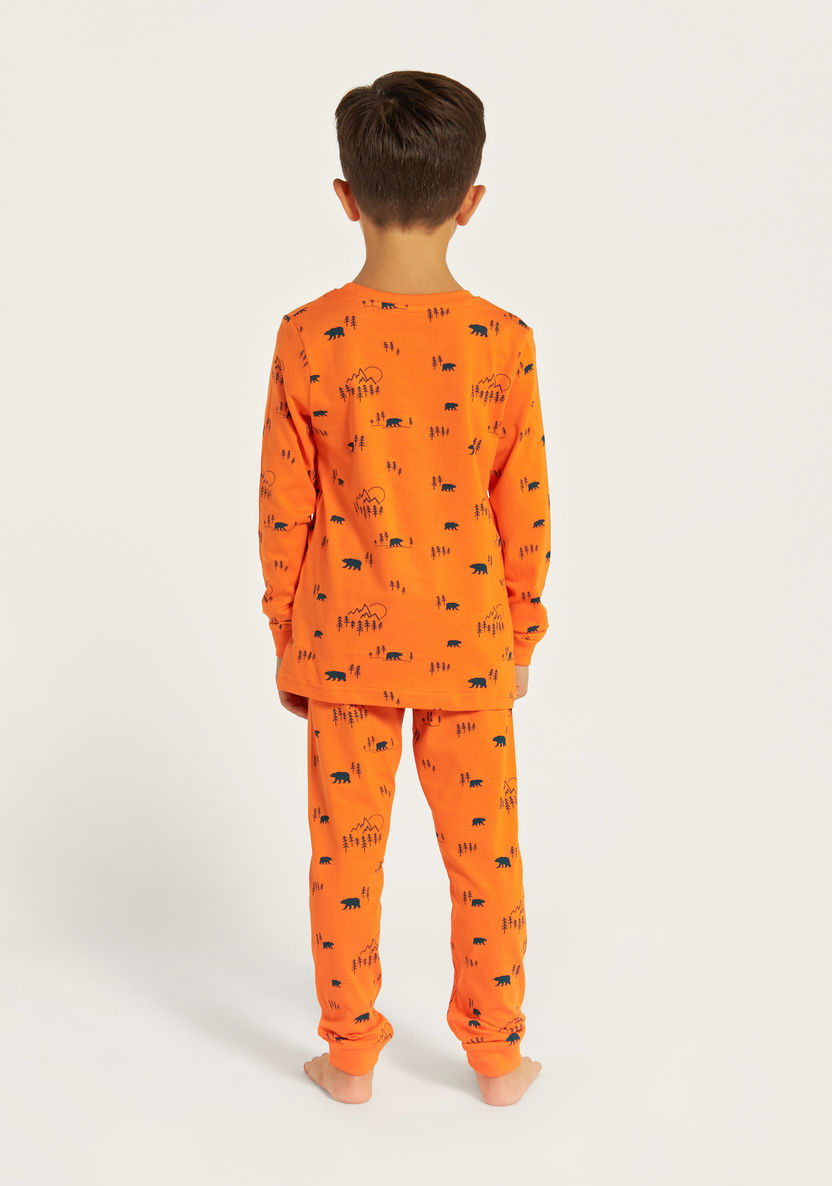 Juniors Printed Long Sleeve T-shirt and Pyjama - Set of 2-Nightwear-image-4