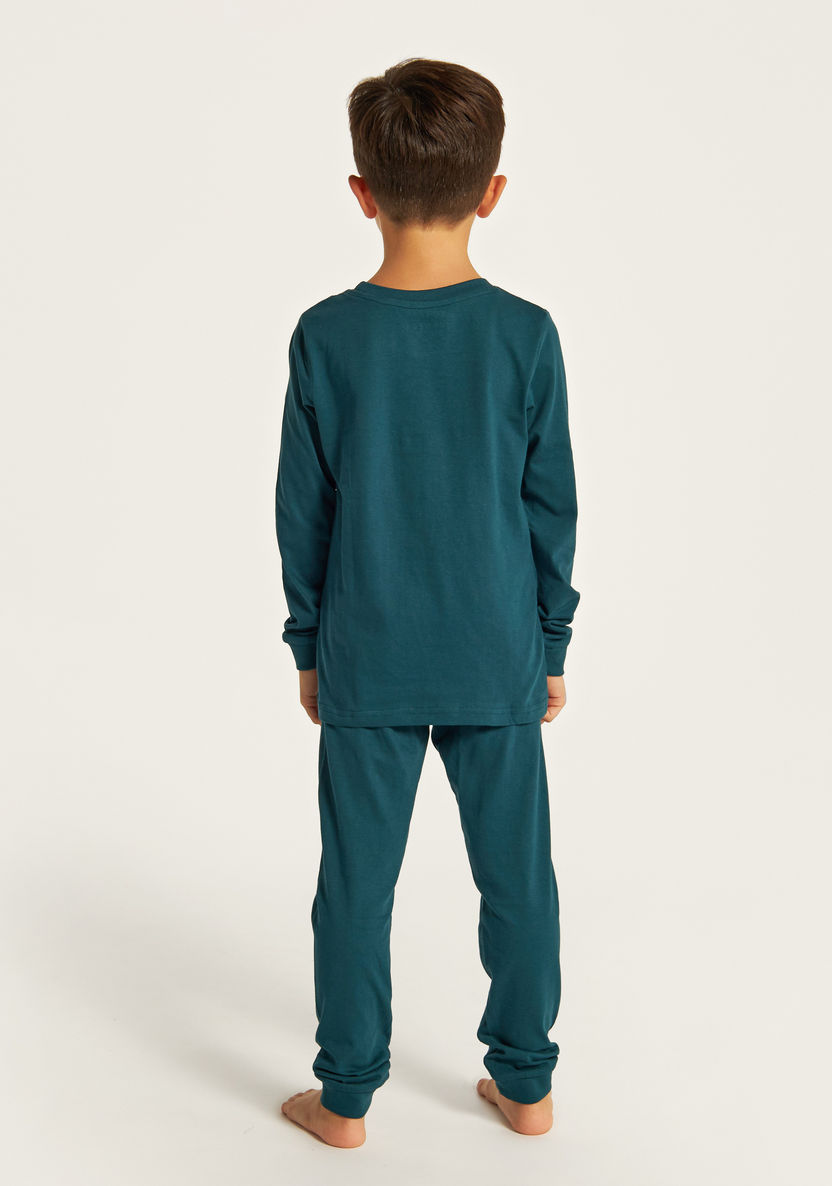 Juniors Printed Long Sleeve T-shirt and Pyjama - Set of 2-Nightwear-image-6