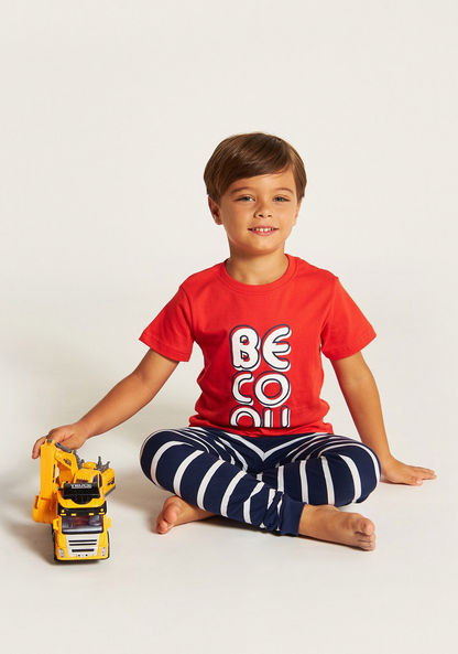 Juniors Printed Short Sleeves T-shirt and Elasticated Pyjama Set-Pyjama Sets-image-0