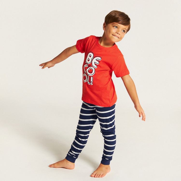 Juniors Printed Short Sleeves T-shirt and Elasticated Pyjama Set