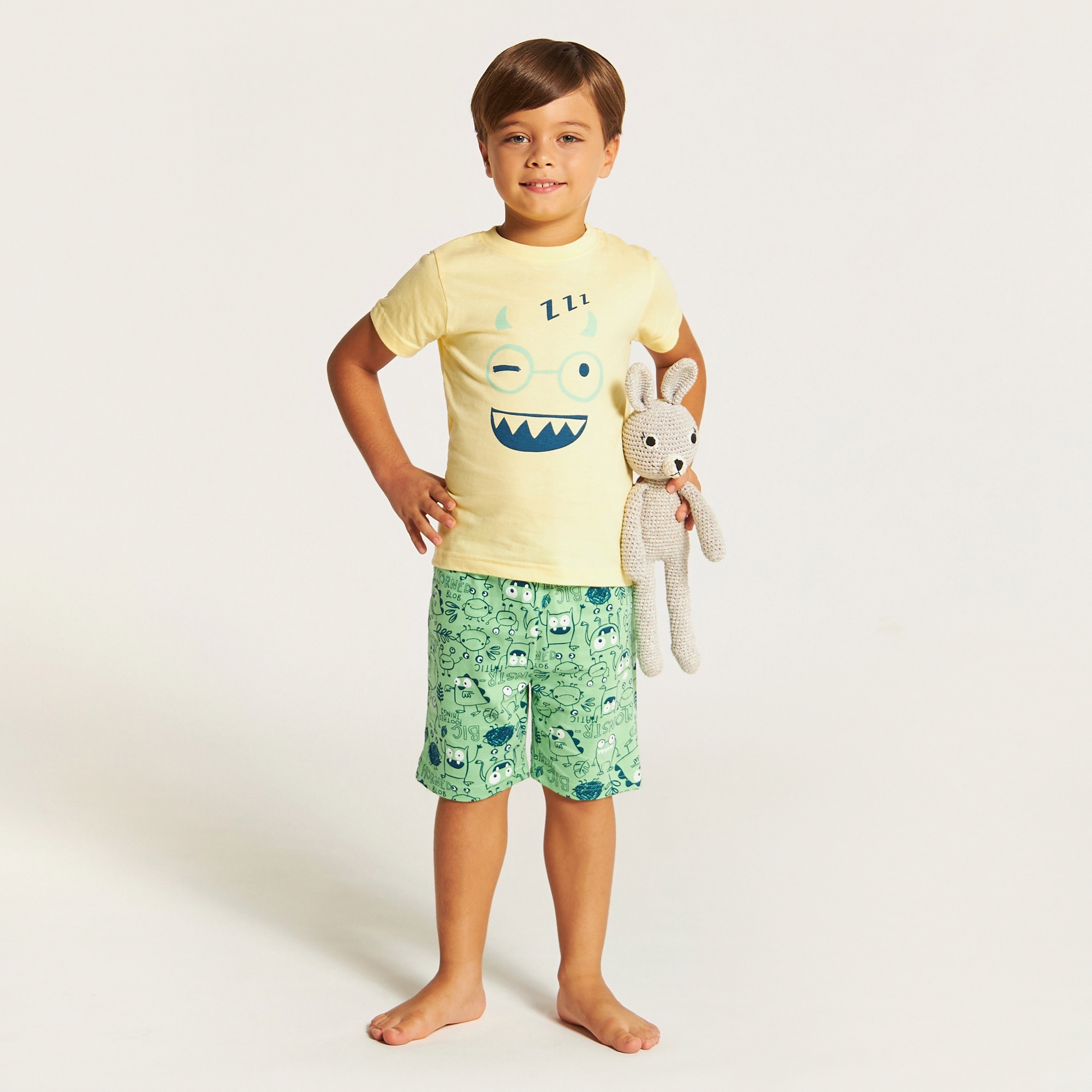 Juniors Graphic Print T-shirt and Shorts Set-boys-clothing-nightwear-image-1
