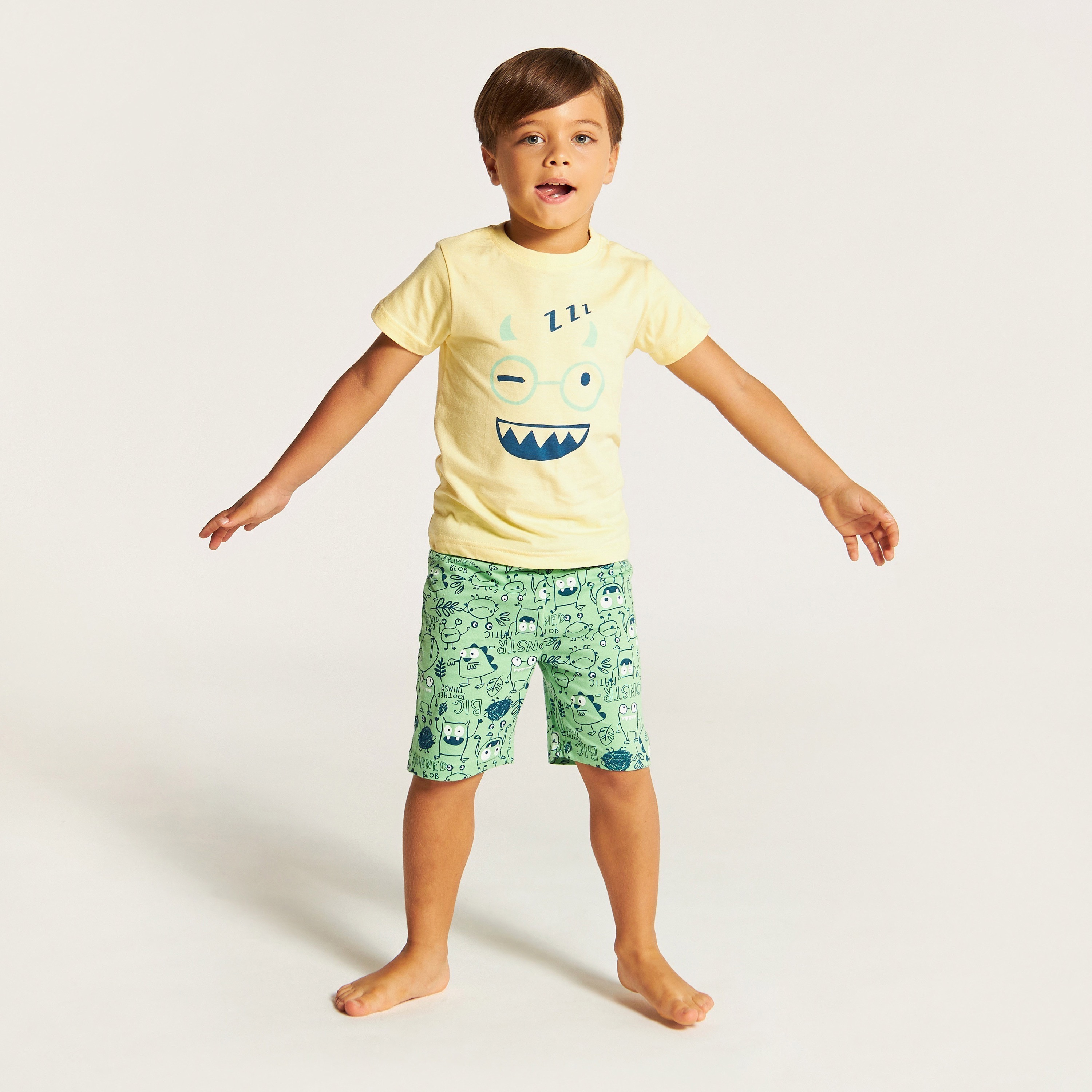Juniors Graphic Print T-shirt and Shorts Set-boys-clothing-nightwear-image-2