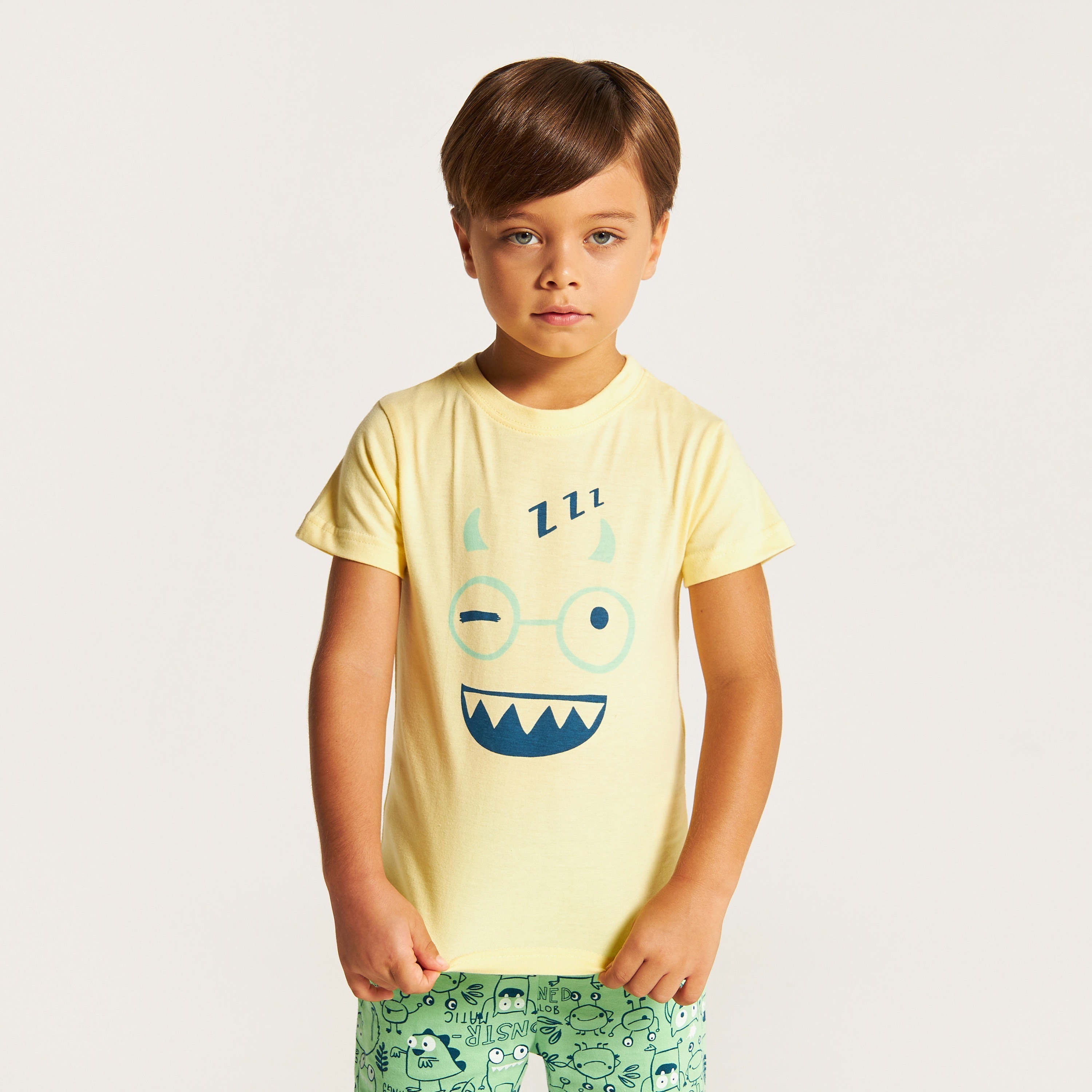 Juniors Graphic Print T-shirt and Shorts Set-boys-clothing-nightwear-image-3
