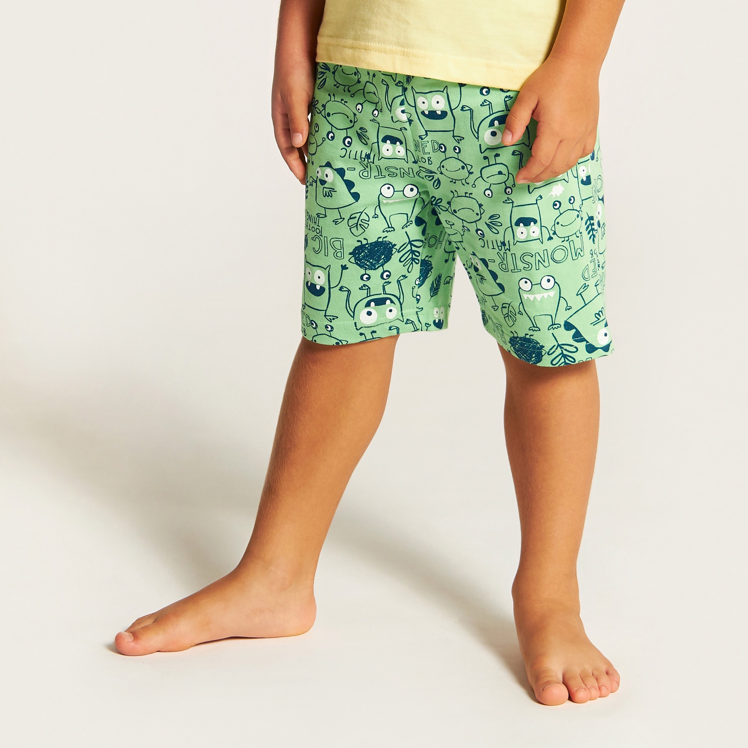 Juniors Graphic Print T-shirt and Shorts Set-boys-clothing-nightwear-image-4