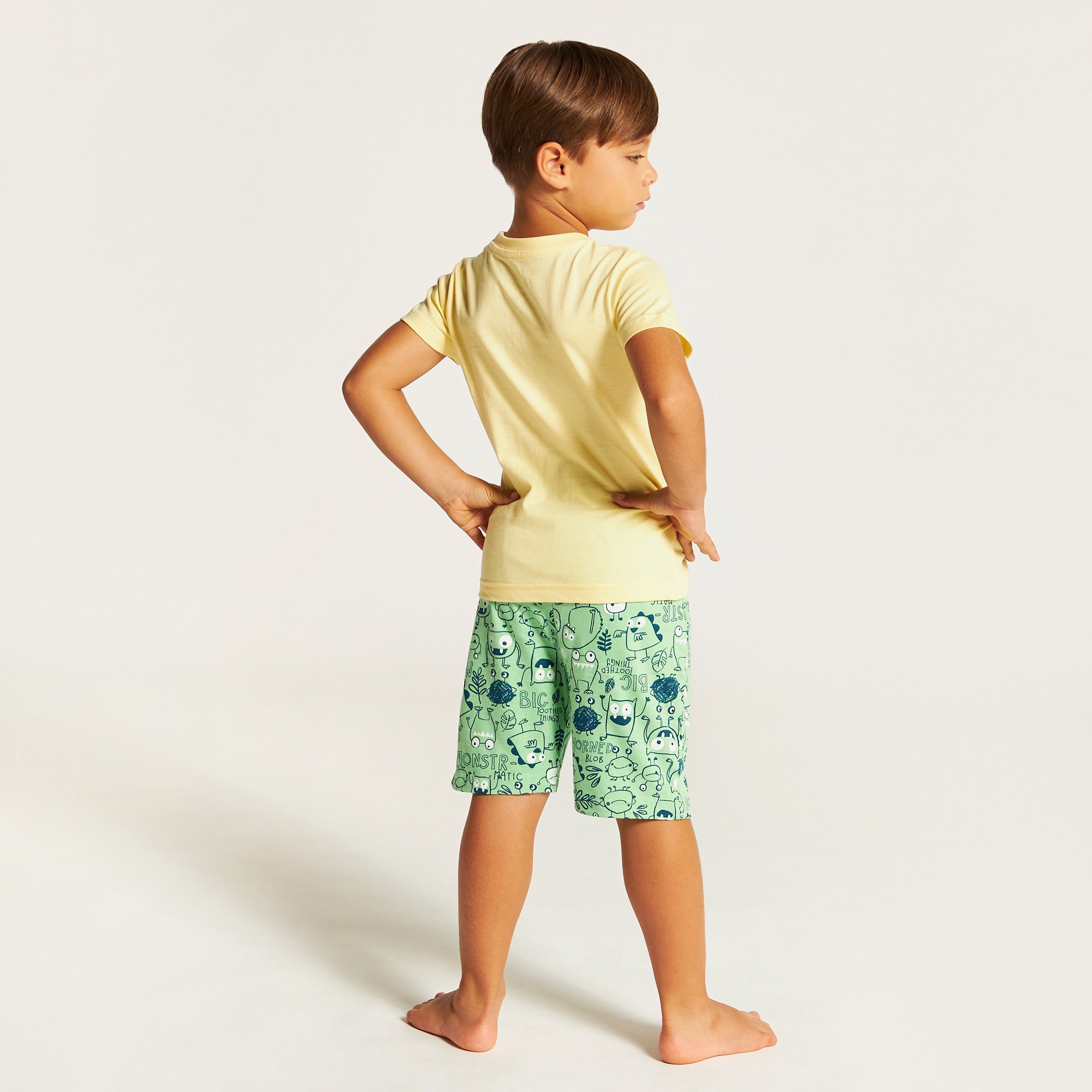 Juniors Graphic Print T-shirt and Shorts Set-boys-clothing-nightwear-image-5