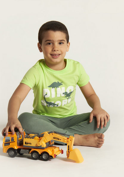 Juniors Dinosaur Print Short Sleeves T-shirt and Pyjama Set-Pyjama Sets-image-0