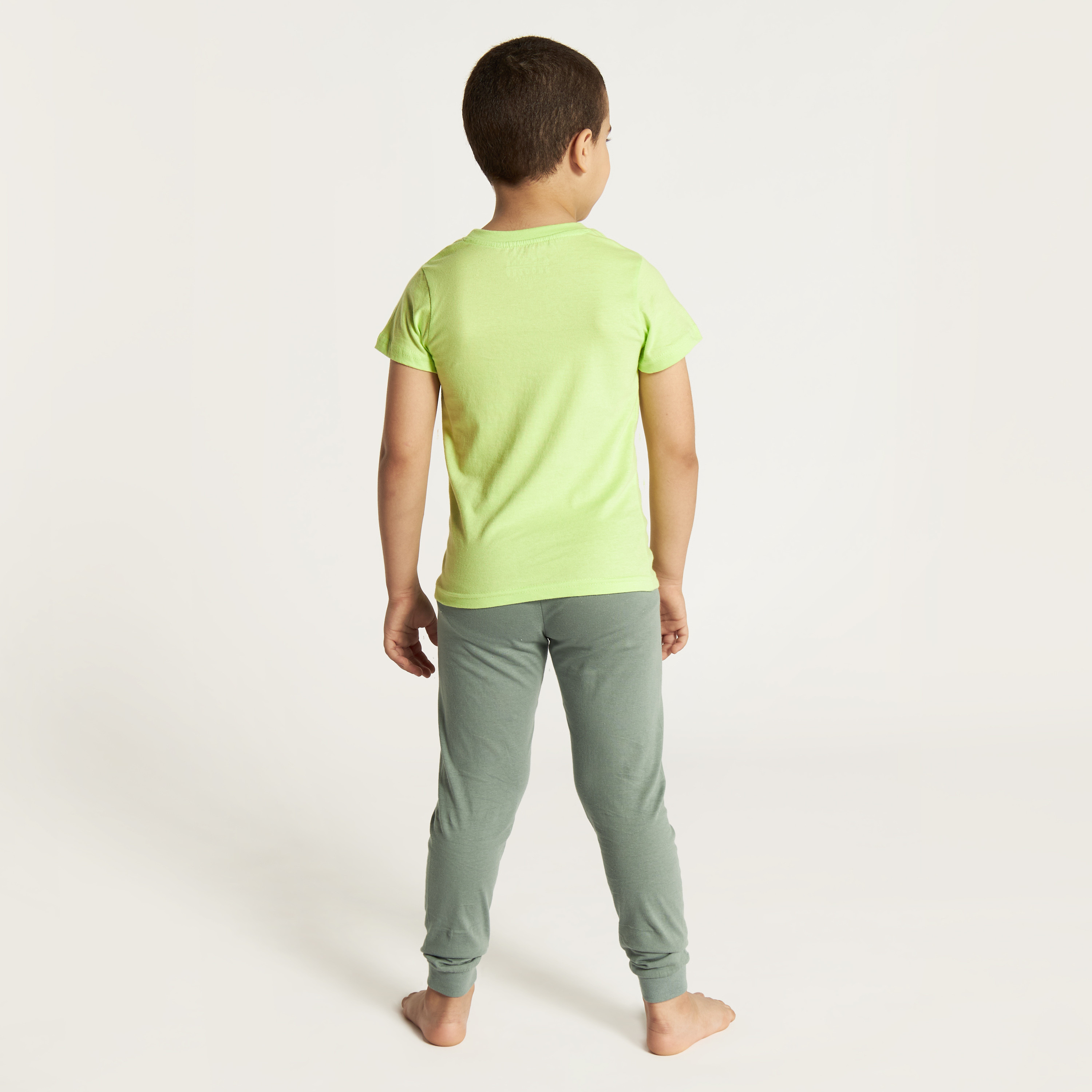 Juniors Dinosaur Print Short Sleeves T-shirt and Pyjama Set-boys-clothing-nightwear-image-5