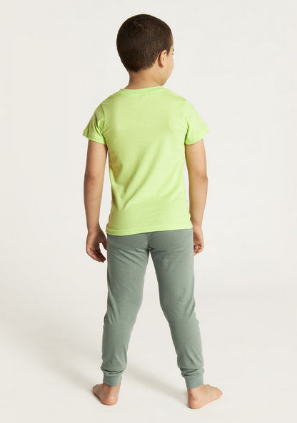 Juniors Dinosaur Print Short Sleeves T-shirt and Pyjama Set