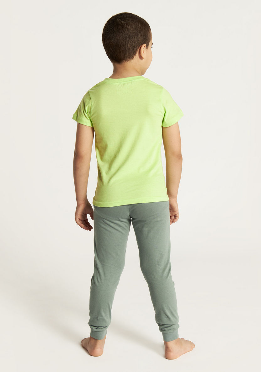 Juniors Dinosaur Print Short Sleeves T-shirt and Pyjama Set-Pyjama Sets-image-4