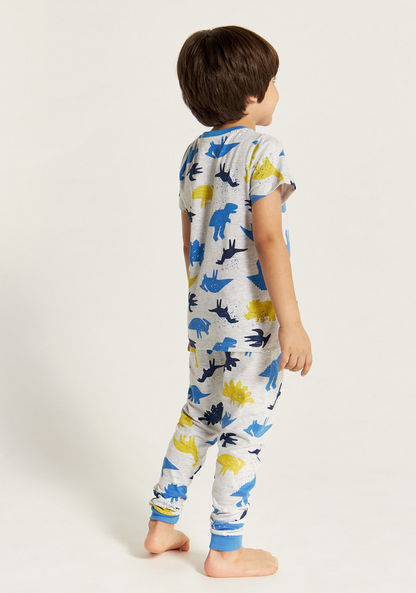 Juniors Dinosaur Print Short Sleeve T-shirt and Pyjama Set