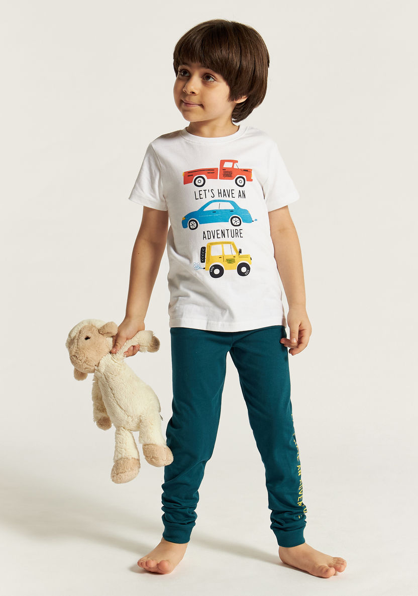 Juniors Printed Short Sleeve T-shirt and Pyjama Set-Nightwear-image-0