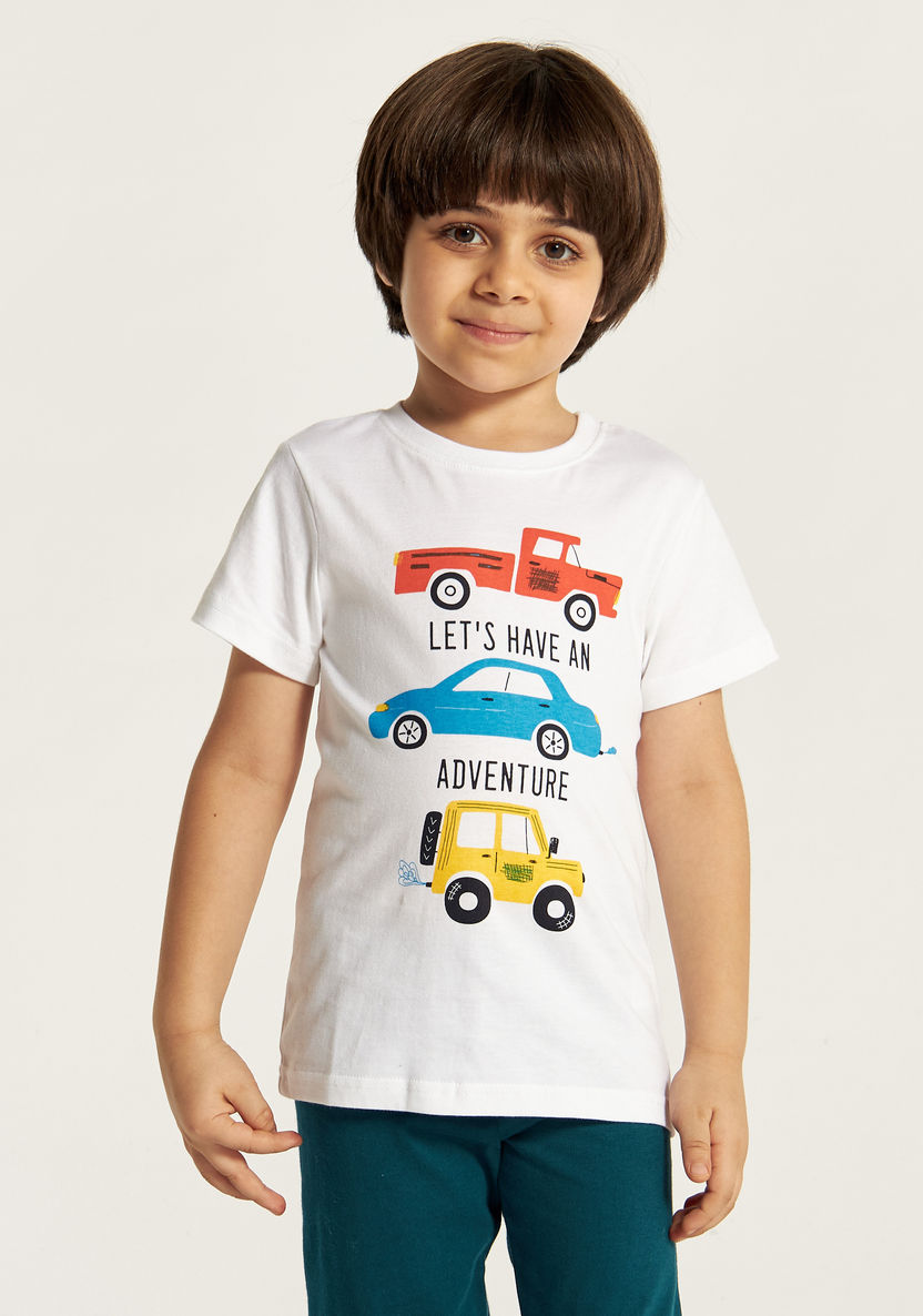 Juniors Printed Short Sleeve T-shirt and Pyjama Set-Nightwear-image-1