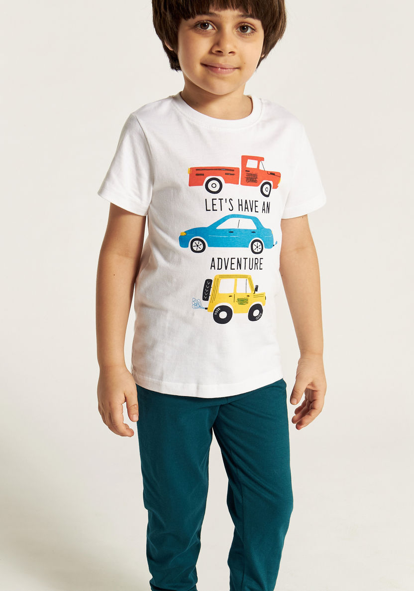 Juniors Printed Short Sleeve T-shirt and Pyjama Set-Nightwear-image-3