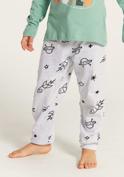 Juniors Printed Long Sleeve T-shirt and Pyjama Set