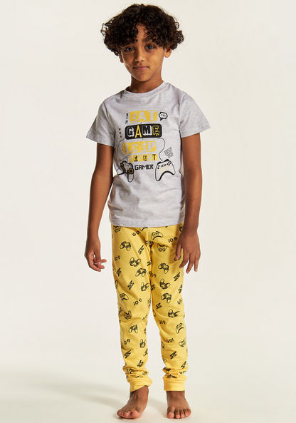 Juniors Gamer Print Crew Neck T-shirt and Pyjama Set