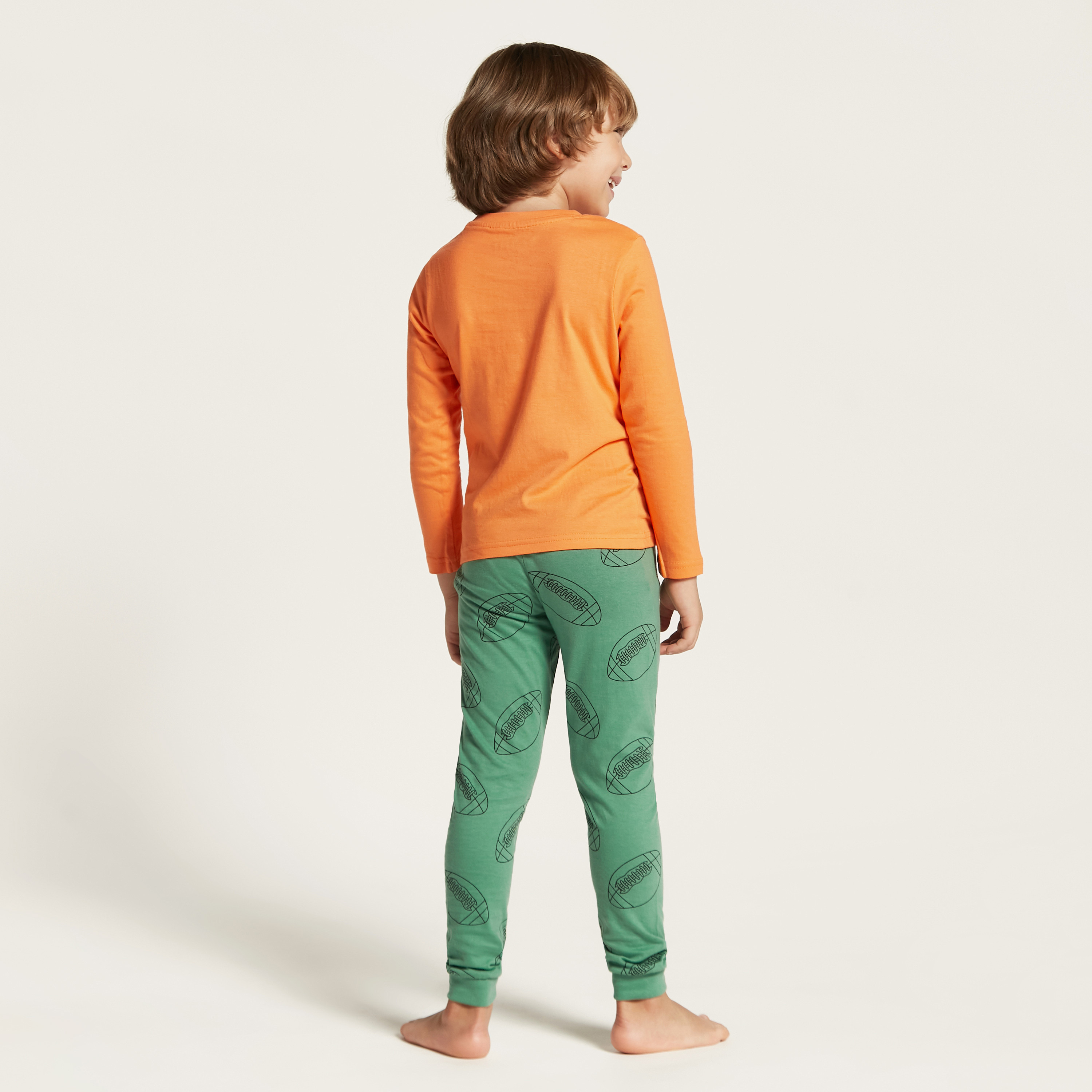 Juniors Printed Crew Neck T-shirt and Pyjama Set-boys-clothing-nightwear-image-5