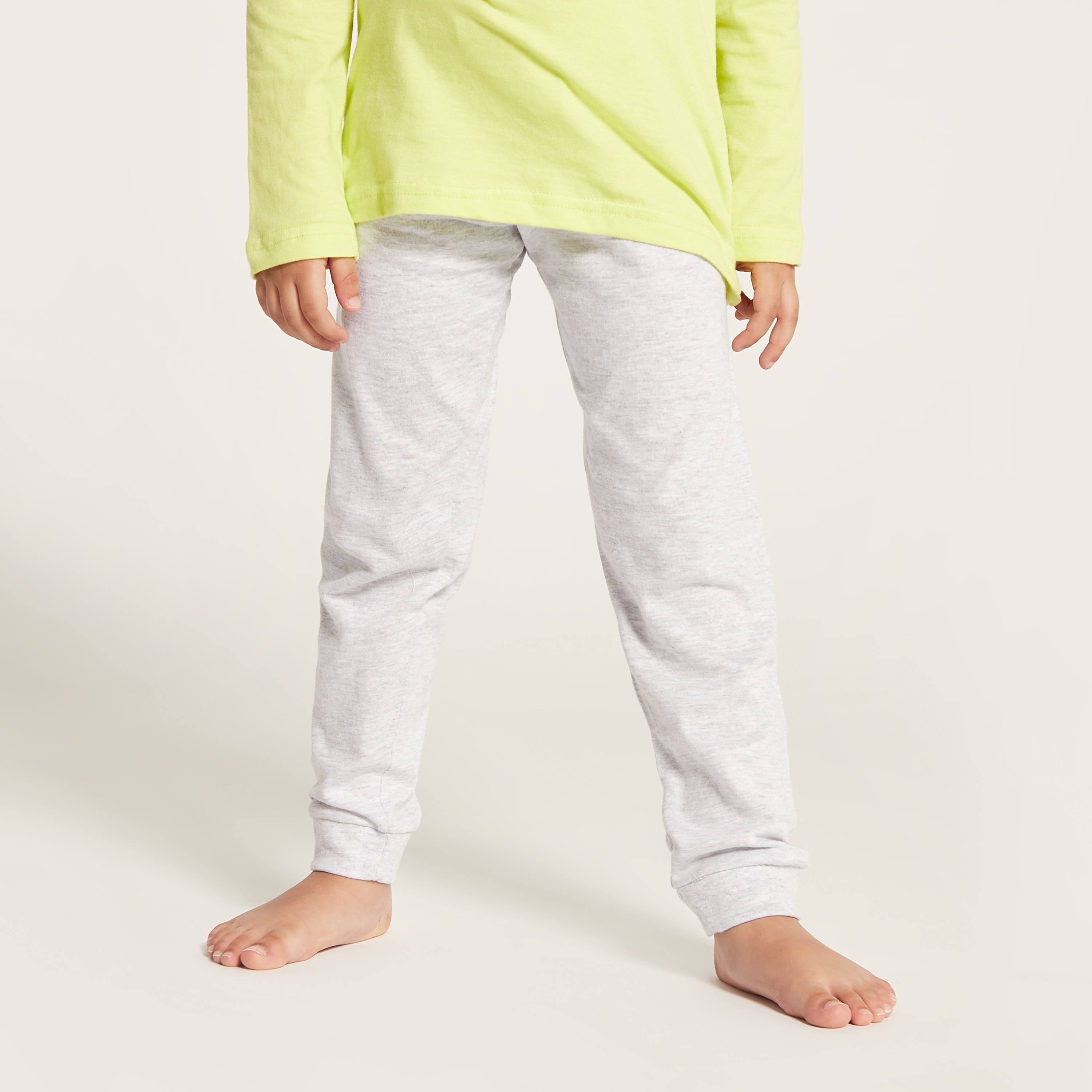 Juniors Printed Long Sleeves T-shirt and Solid Pyjama Set-boys-clothing-nightwear-image-4