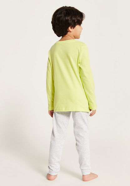 Juniors Printed Long Sleeves T-shirt and Solid Pyjama Set