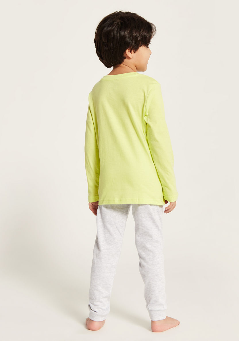 Juniors Printed Long Sleeves T-shirt and Solid Pyjama Set-Pyjama Sets-image-4
