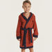 Juniors Textured Hooded Bathrobe with Tie-Up Belt and Front Pockets-Towels and Flannels-thumbnail-1