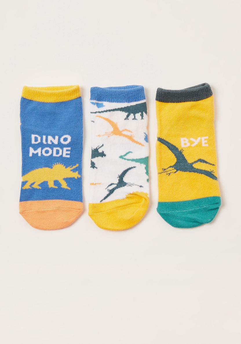 Juniors Dinosaur Print Socks - Set of 3-Socks-image-0