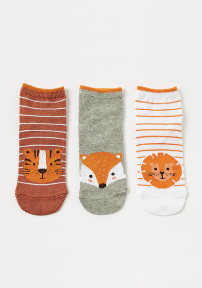 Juniors Animal Print Ankle Length Socks - Set of 3-Socks-image-0