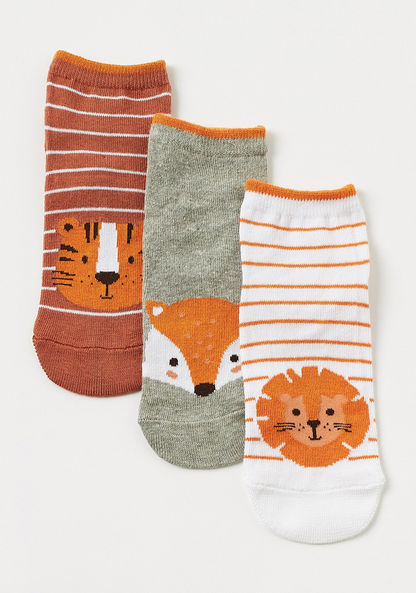 Juniors Animal Print Ankle Length Socks - Set of 3-Socks-image-1